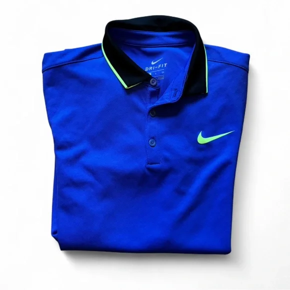 Nike Men's Vibrant Blue Polo with Neon Accents - Picture 2 of 7